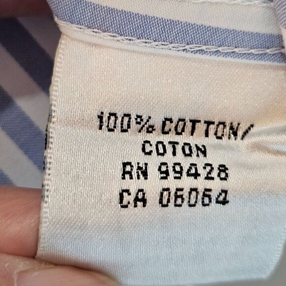 Bugatchi Uomo Men's 2XL Shapped Fit Blue Striped Long Sleeve Shirt Flower Lining - Picture 8 of 11